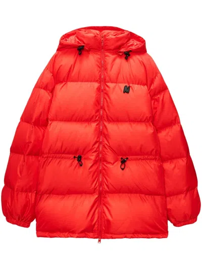 Msgm Zip-up Padded Coat In Red