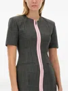 Msgm Zip-up Short-sleeve Mini Dress In Gray