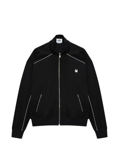 Msgm Zip-up Sweatshirt In Black