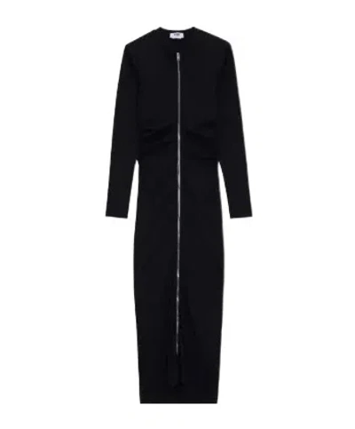 MSGM ZIP-FRONT GATHERED MAXI DRESS