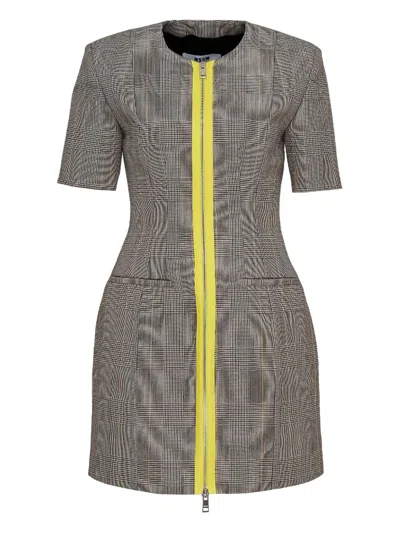 Msgm Zipped-front Mini Dress In Gray