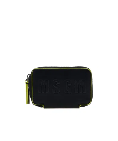Msgm Zipper Wallet In Black