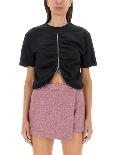 Msgm Zippered T-shirt In Black