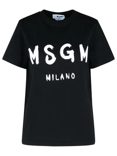 Msgm Black Cotton T Shirt