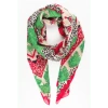 MSH DESERT CAMEL AND PALM TREE PRINT BORDERED COTTON SCARF IN GREEN