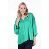 MSH OVERSIZED BUTTON DOWN SILK TEXTURED BLOUSE IN GREEN