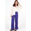MSH WIDE LEG PLISSE TROUSERS WITH ELASTIC SMOCKED WAIST IN ROYAL BLUE