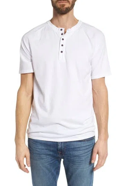 M.singer Short Sleeve Henley In White