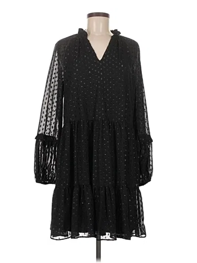 Pre-owned Msk 3/4 Sleeve Top Black Plunge Neckline Tops