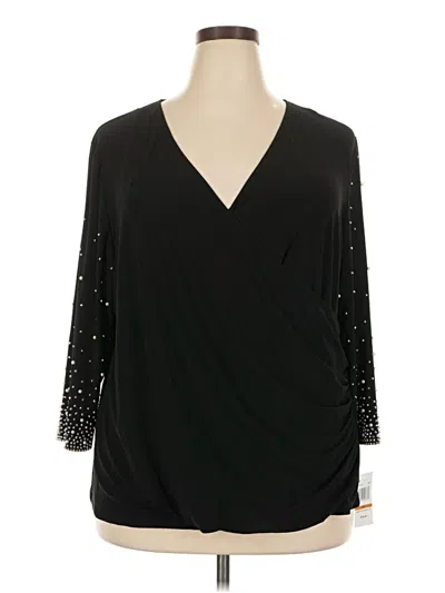 Msk 3/4 Sleeve Top Black Plunge Neckline Tops