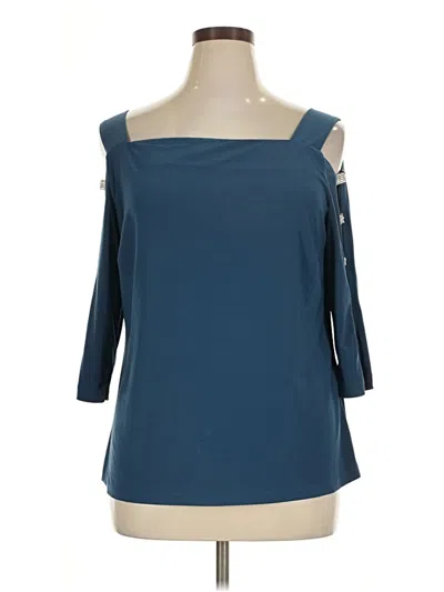 Pre-owned Msk 3/4 Sleeve Top Blue Cold Shoulder Neckline Tops