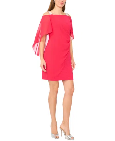 Msk Beaded-strap Capelet-back Dress In Purple