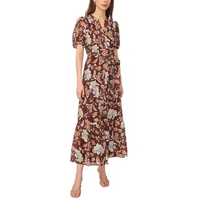 Msk Belted Maxi Dress In Brown