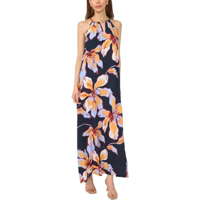 Msk Flowy High Neck Maxi Dress In Multi