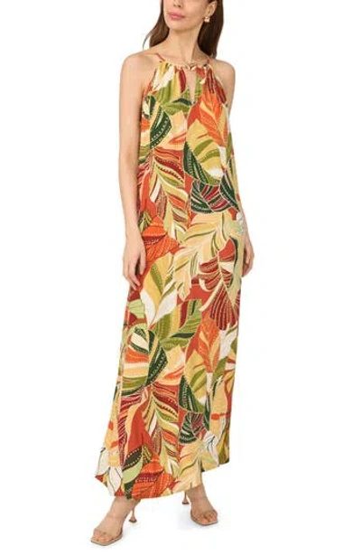 Msk Flowy High Neck Maxi Dress In Multi