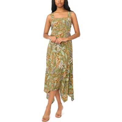 Msk Hanky Hemsmocked Maxi Dress In Green
