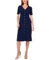 Msk Petite Button-front Fit & Flare Empire-waist Dress In Jbs Navy