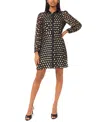 Msk Petite Collar Neck Long Sleeve Shirt Dress In Black
