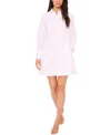 Msk Plus Size Cotton Collared Long-sleeve Shirtdress In Bright White
