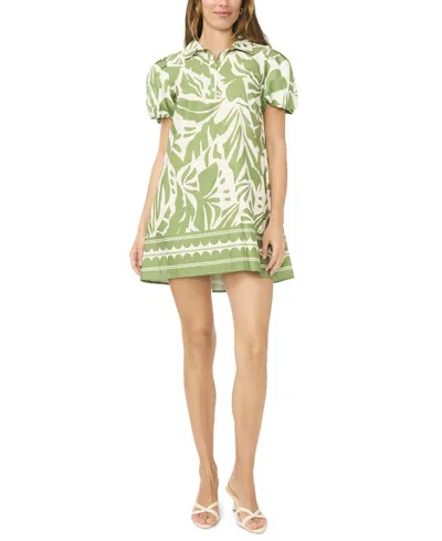 Msk Petite Collared Neck Mini Shift Dress In Green