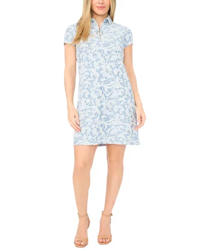 Msk Petite Collared Neck Pull-on Dress In Blue