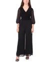 Msk Petite Combo Palazzo Pants In Black