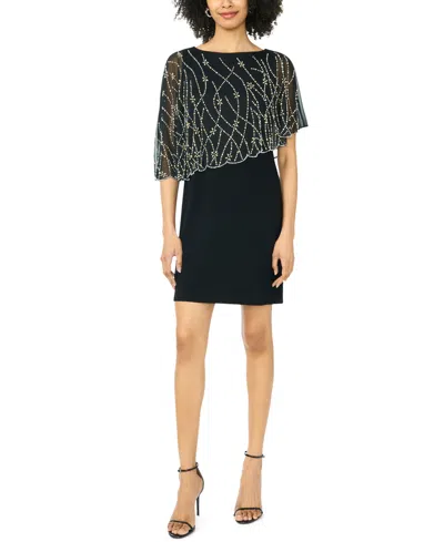Msk Petite Crewneck A-line Dress In Black