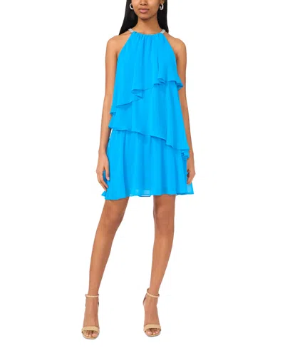 Msk Petite Embellished-strap Halter Tiered Dress