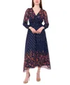 Msk Petite Long Sleeves Maxi Dress In Blue