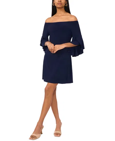 Msk Petite Off-the-shoulder Shift Dress In Jbs Navy