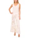 Msk Petite Palazzo Foil-print Wide-leg Pull-on Pants In Ivory,gold