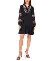Msk Petite Placement Print Long Sleeves Shift Dress In Black