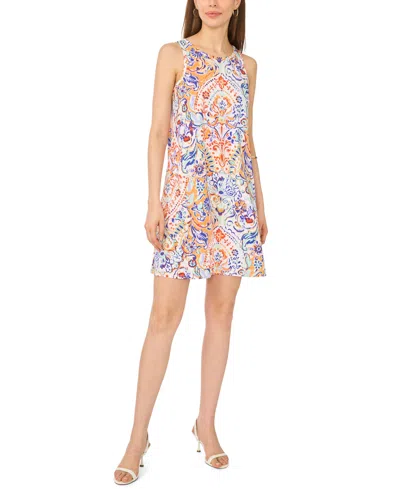 Msk Petite Printed Jersey Round Neck Shift Dress In Multi