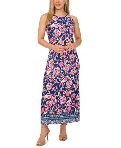 Msk Petite Printed Round Neck Sleeveless Maxi Dress In Multi