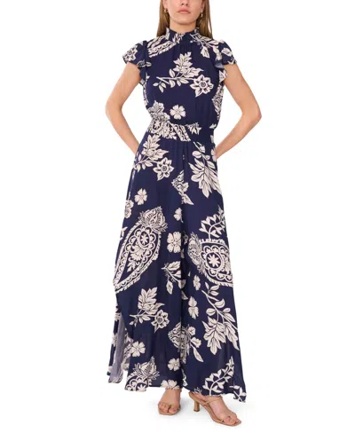 Msk Petite Printed Sleeveless Wide-leg Jumpsuit