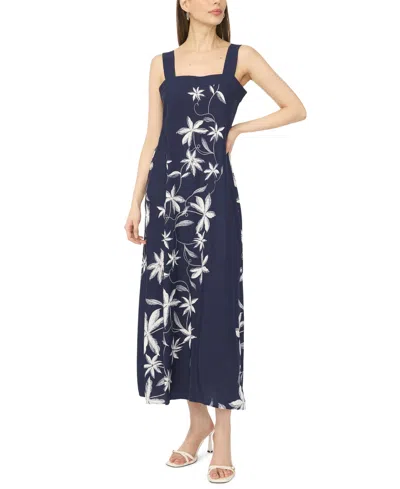 Msk Petite Printed Square Neck Maxi Dress In Blue