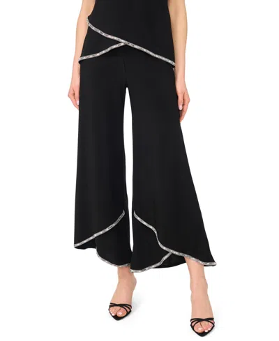 Msk Petite Rhinestone Detail Pull-on Pants In Black