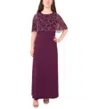 Msk Petite Round Neck Beaded Cape Maxi Dress In Purple
