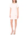 Msk Petite Short-sleeve Button Skirt Shift Dress In White