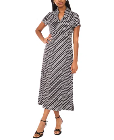 Msk Petite Short Sleeve Midi Dress In Multi