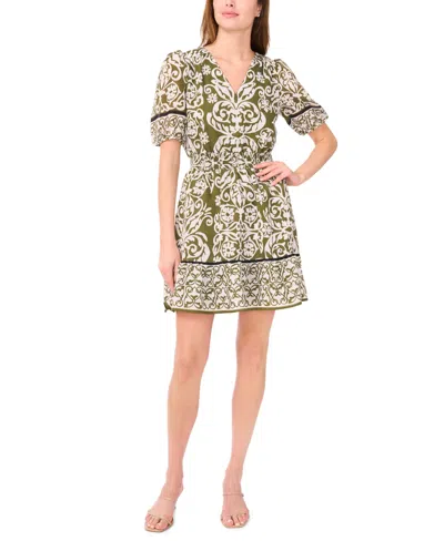 Msk Petite Short-sleeve V-neck Fit & Flare Dress