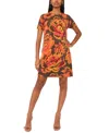Msk Petite Short Sleeves Printed Sweater Shift Dress In Multi