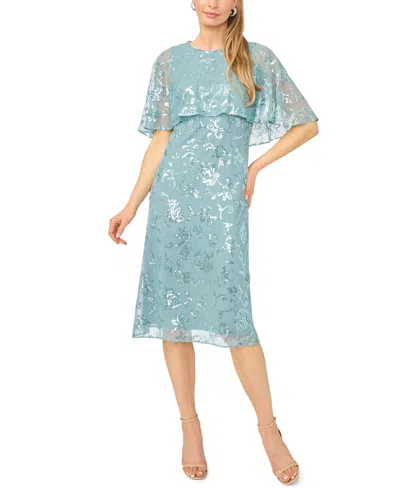 Msk Petite Short-sleeve Crewneck Midi Dress In Multi
