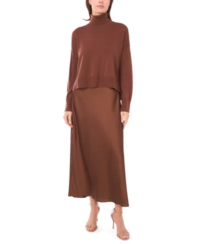 Msk Petite Sleeveless Sweater Maxi Dress In Brown