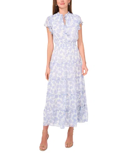 Msk Petite Split Neck Tiered Maxi Dress In Purple