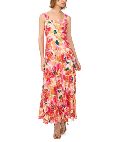 Msk Petite Square Neck Challis Maxi Dress In Multi