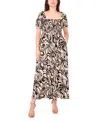 Msk Petite Square-neck Short-sleeve Maxi Dress
