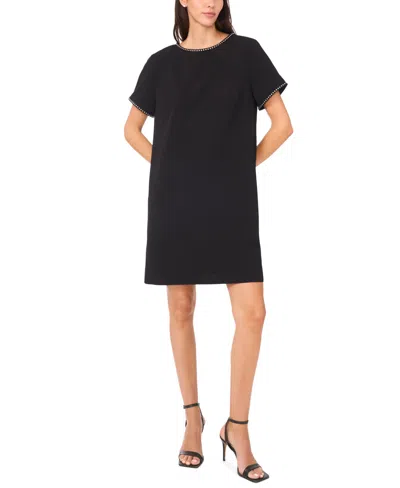 Msk Petite Stud Detail Short Sleeves Shift Dress In Black