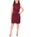 Msk Petite Suede Sleeveless Midi Dress In Burgundy