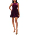 Msk Petite Velvet Trapeze Fit And Flare Dress In Purple